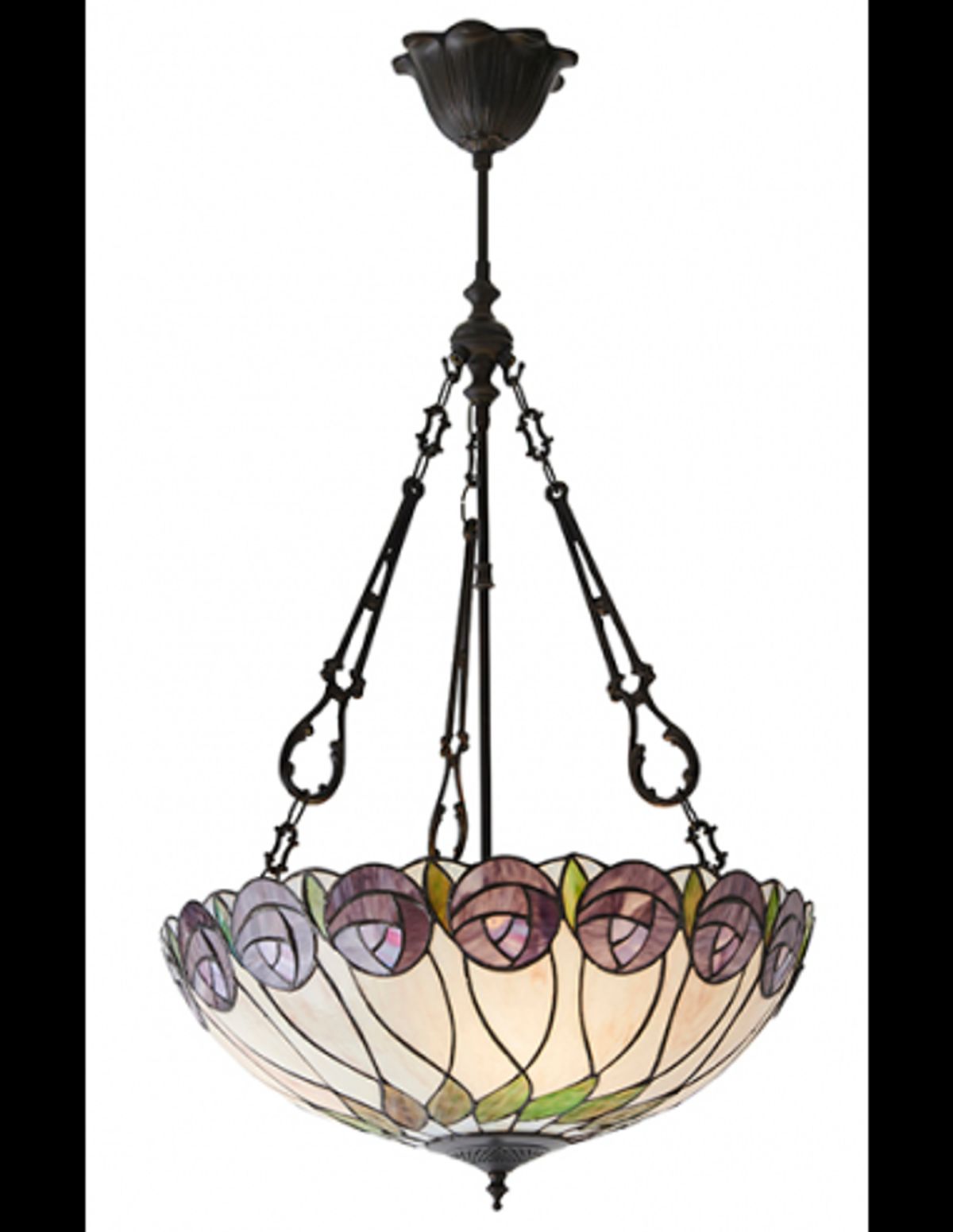 Tiffany Hutchinson Loftlampe i stål og glas Ø50 cm 3 x E27 - Antik bronze/Multi