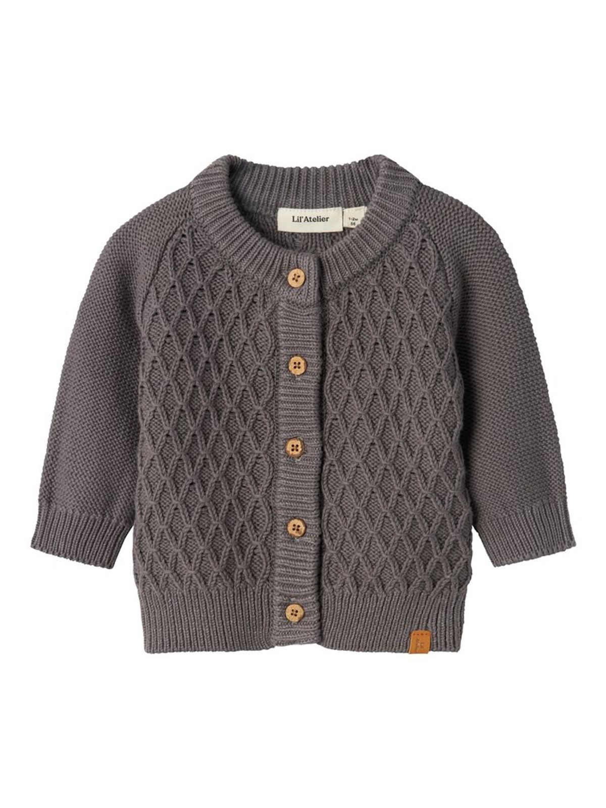 Tobie langærmet strik cardigan - PEWTER - 56