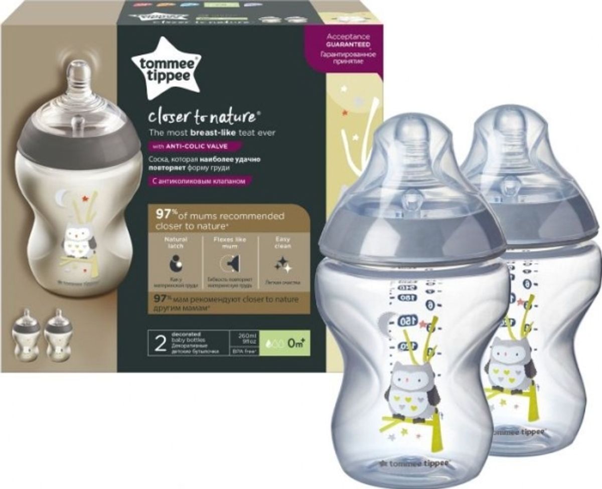 Tommee Tippee Farvede Flasker 260 Ml 2 Stk 42252171, 42252181, 42252110