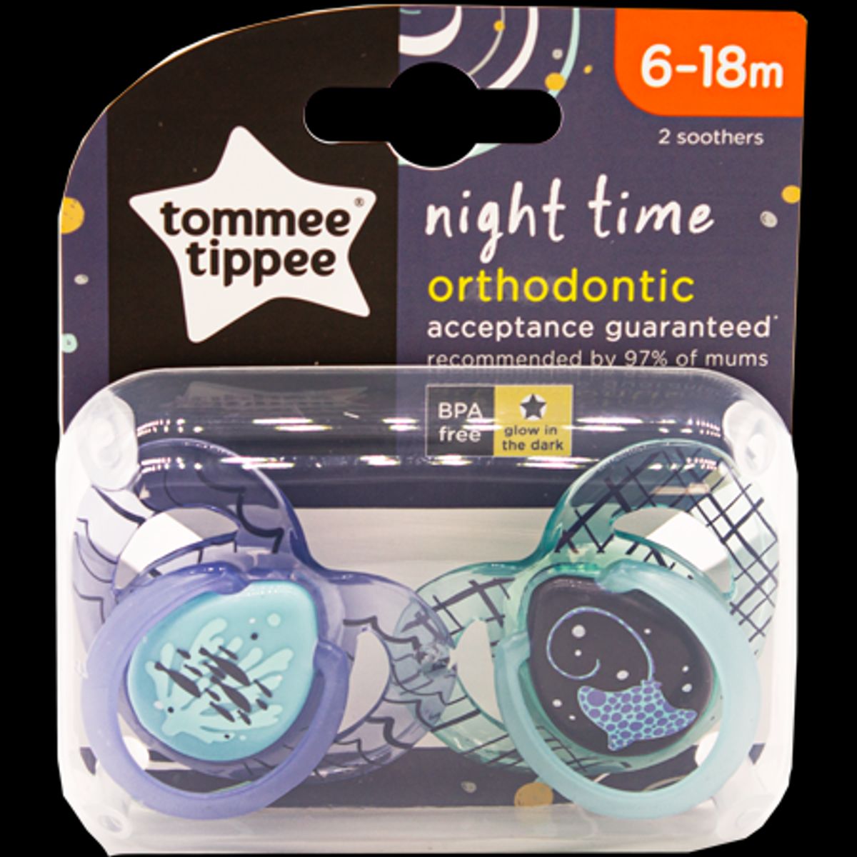 Tommee Tippee Night Time Sut 6-18 mdr - 2 stk