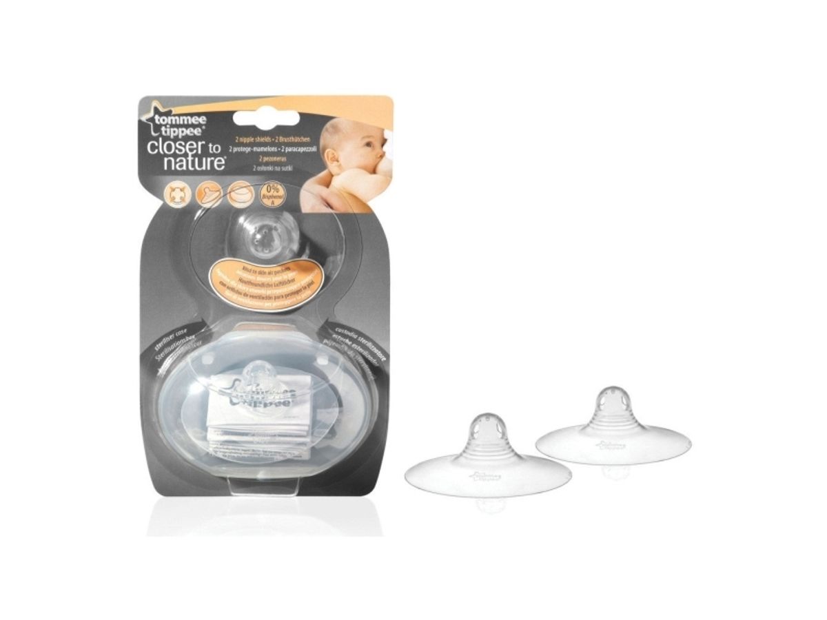 Tommee Tippee Nipple Shields, Brystvorte Afskærmning, Rund, Silikone, Transparent, 2 Stk