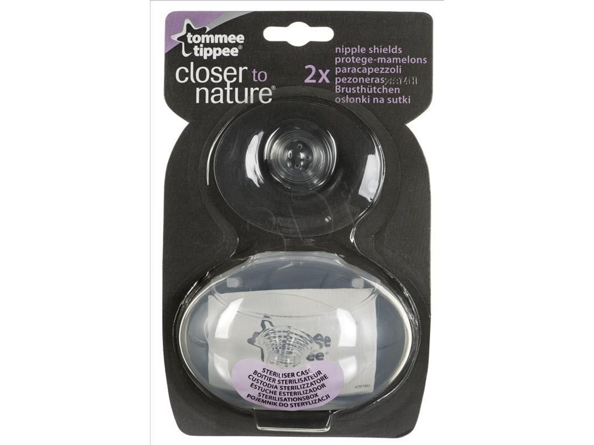 Tommee Tippee Nipple Shields, Brystvorte Afskærmning, Rund, Silikone, Transparent, 2 Stk