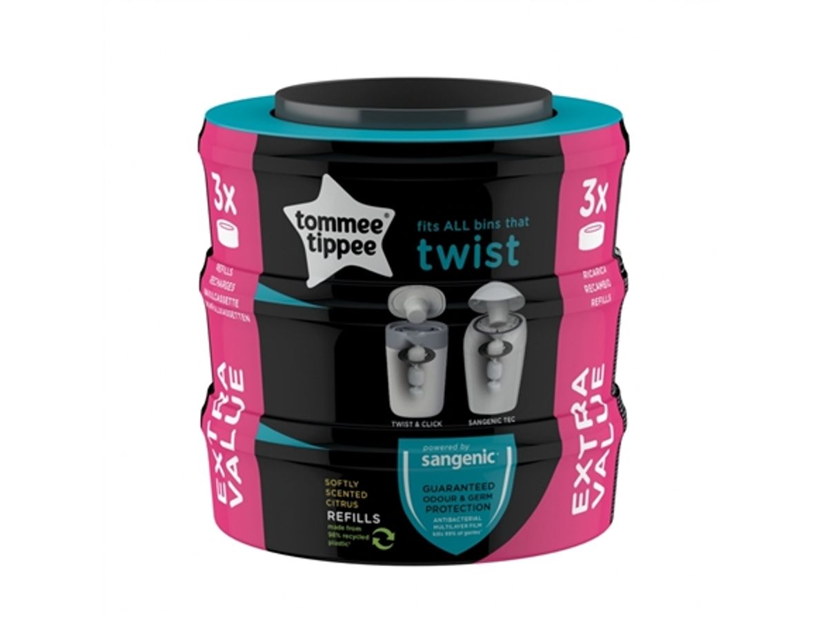 Tommee Tippee Sangenic Twist Refil Kassette, 3 Stk. Tommee Tippee