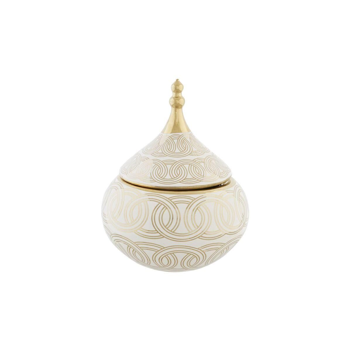 Tromme Hvid Gylden Porcelæn Orientalsk Chromsalt 18 x 18 x 22 cm