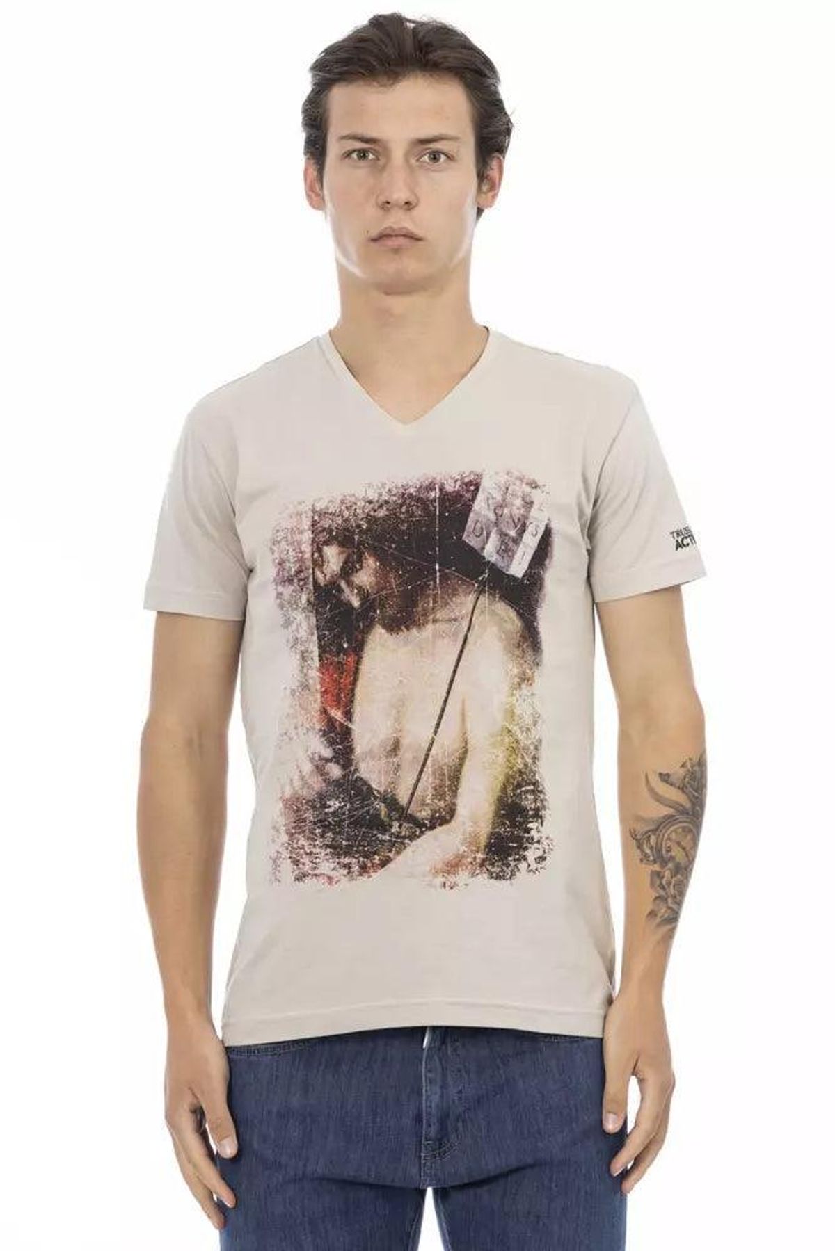 Trussardi Action Beige Bomuld T-Shirt