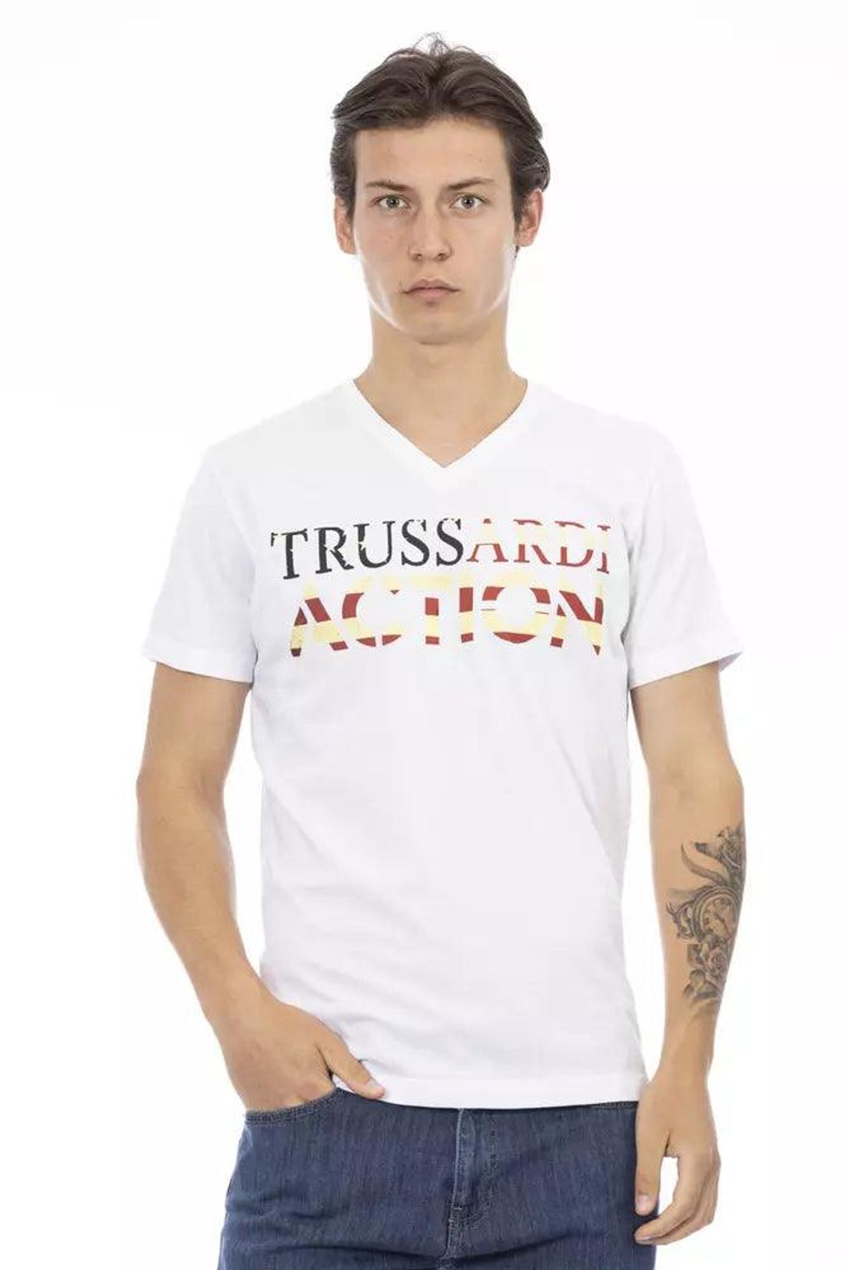 Trussardi Action Hvid Bomuld T-Shirt