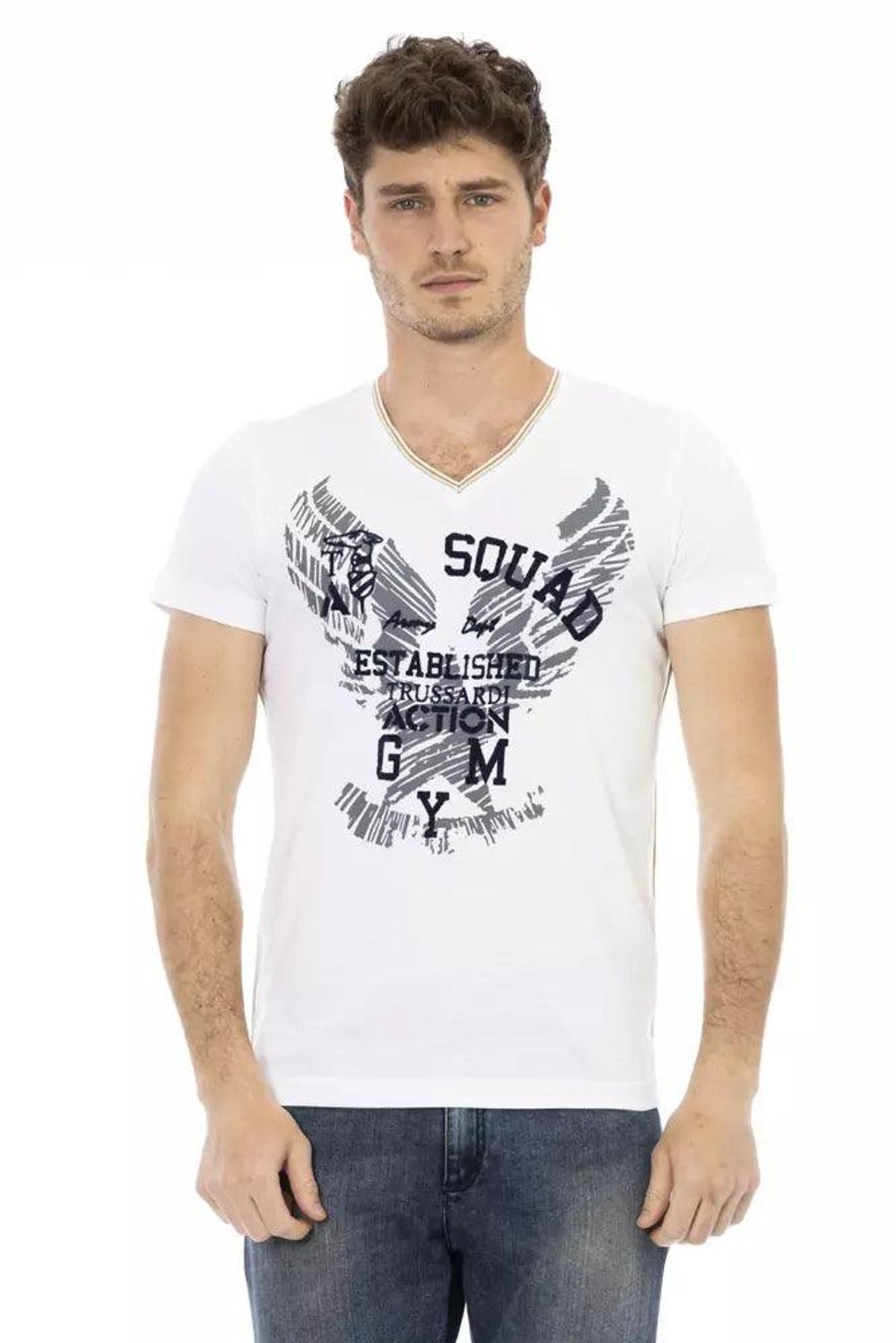 Trussardi Action Hvid Bomuld T-Shirt