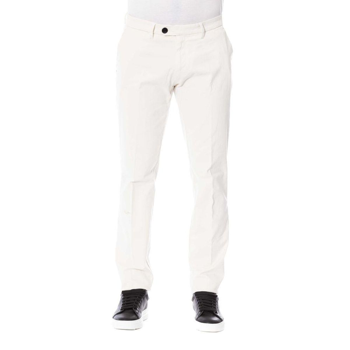 Trussardi Elegant White Cotton Blend Trousers