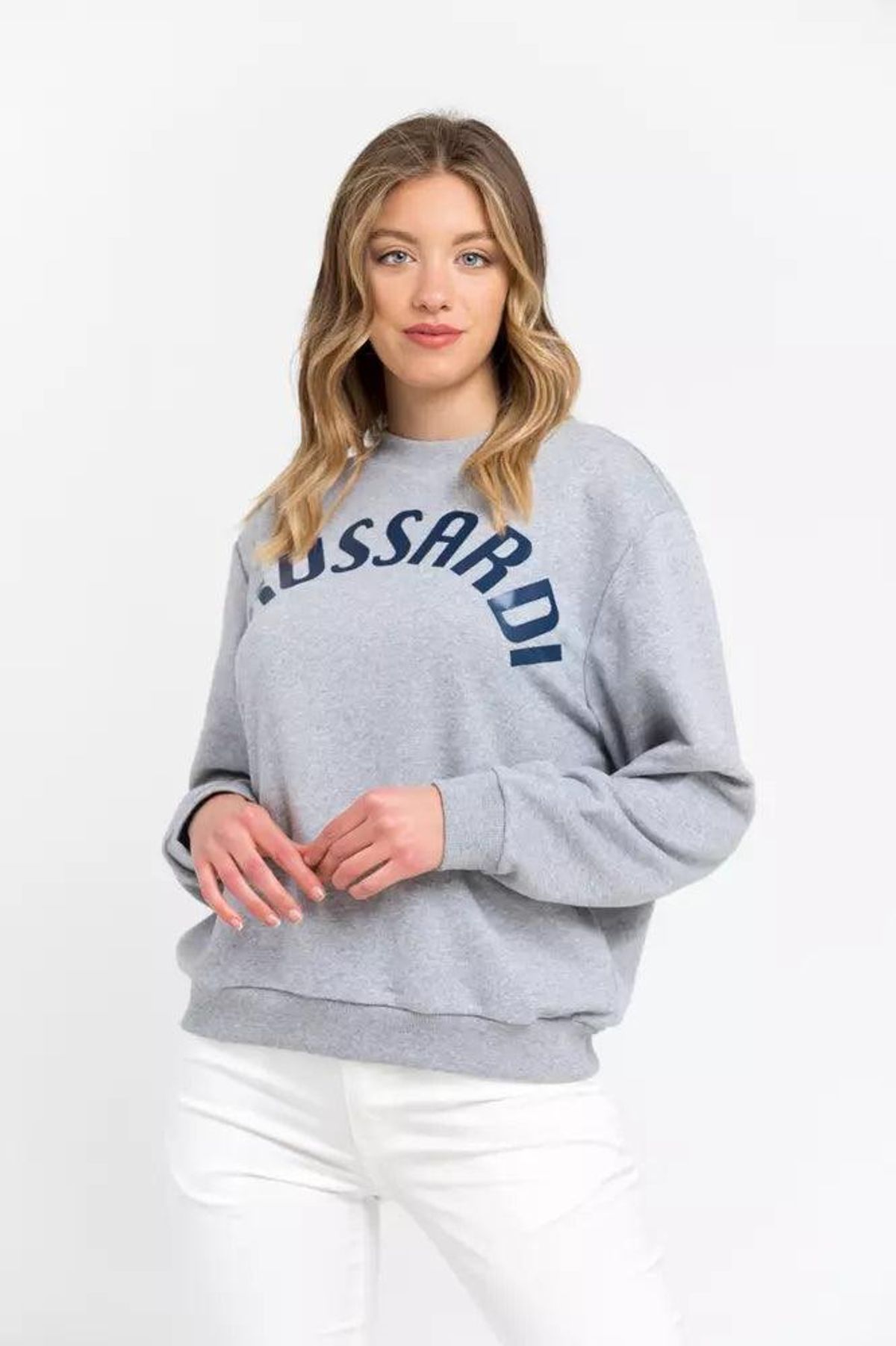 Trussardi Gray Cotton Dame Sweater