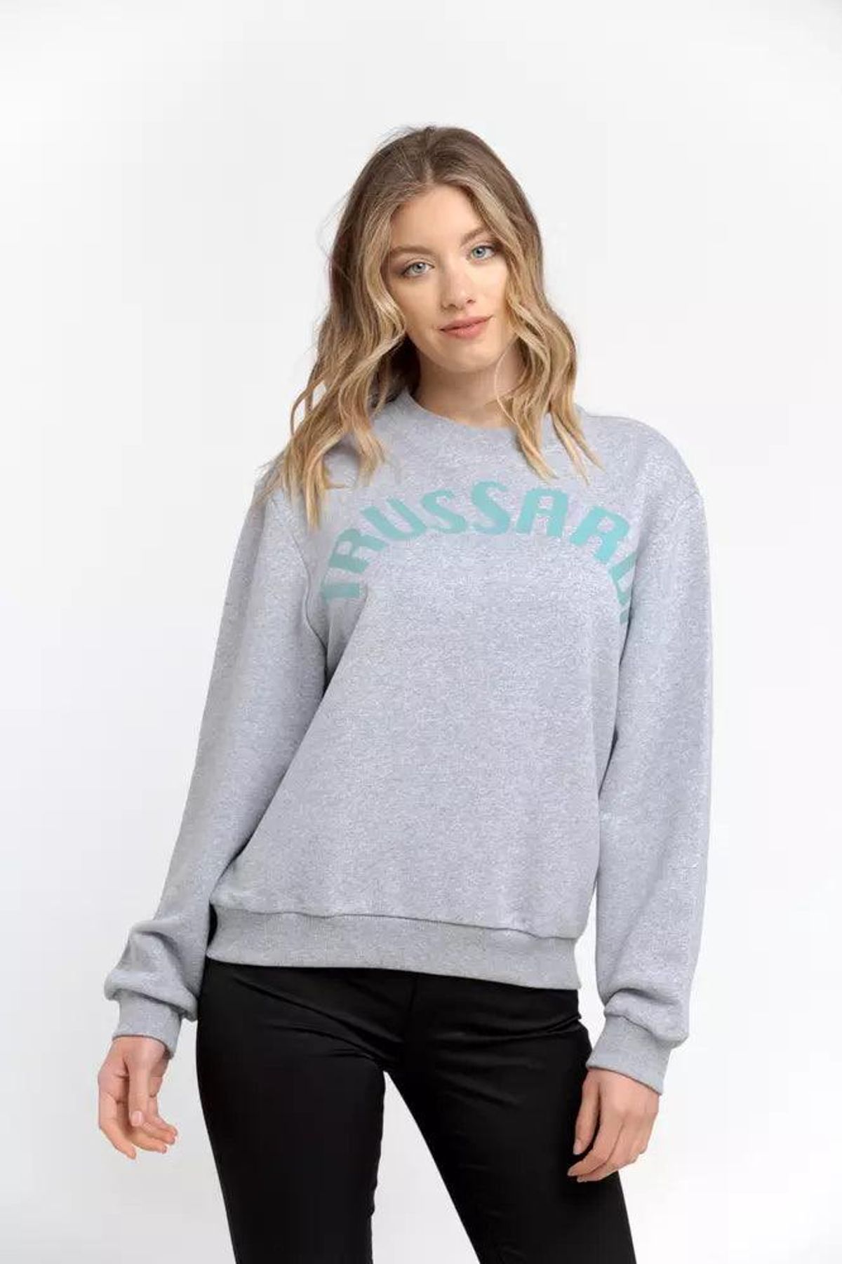 Trussardi Gray Cotton Dame Sweater