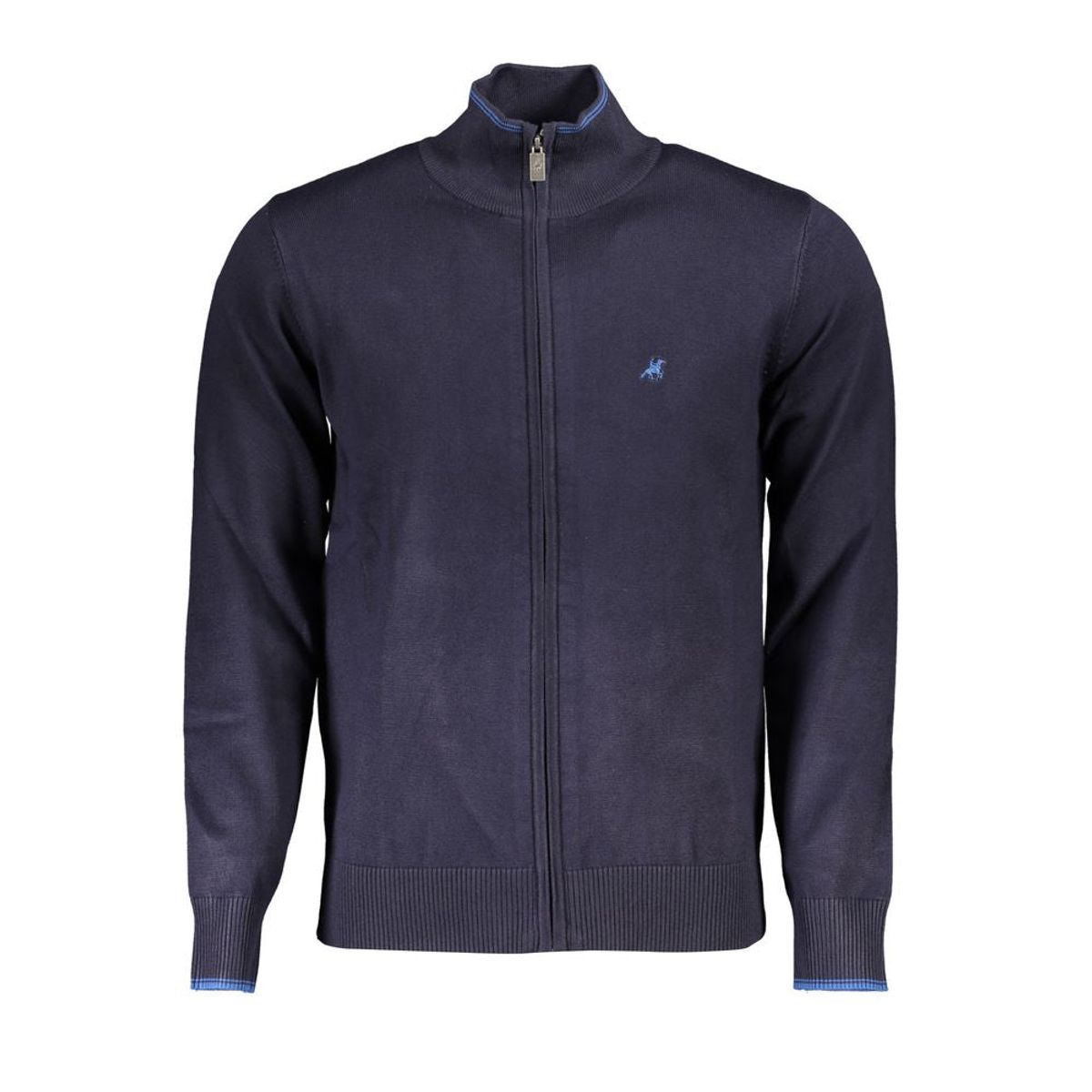 U.S. Grand Polo Classic Blue Zip Cardigan with Contrast Details