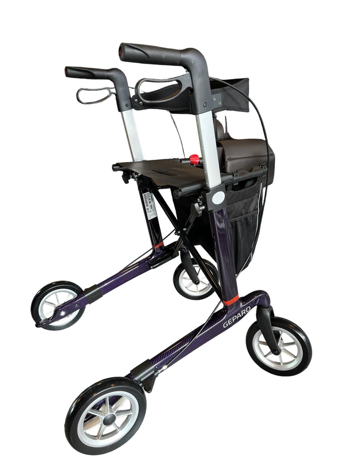 Ultra let kulfiber rollator - Smuk dyb LILLA. Kun 5,5 kg. Sammenklappelig & transportabel