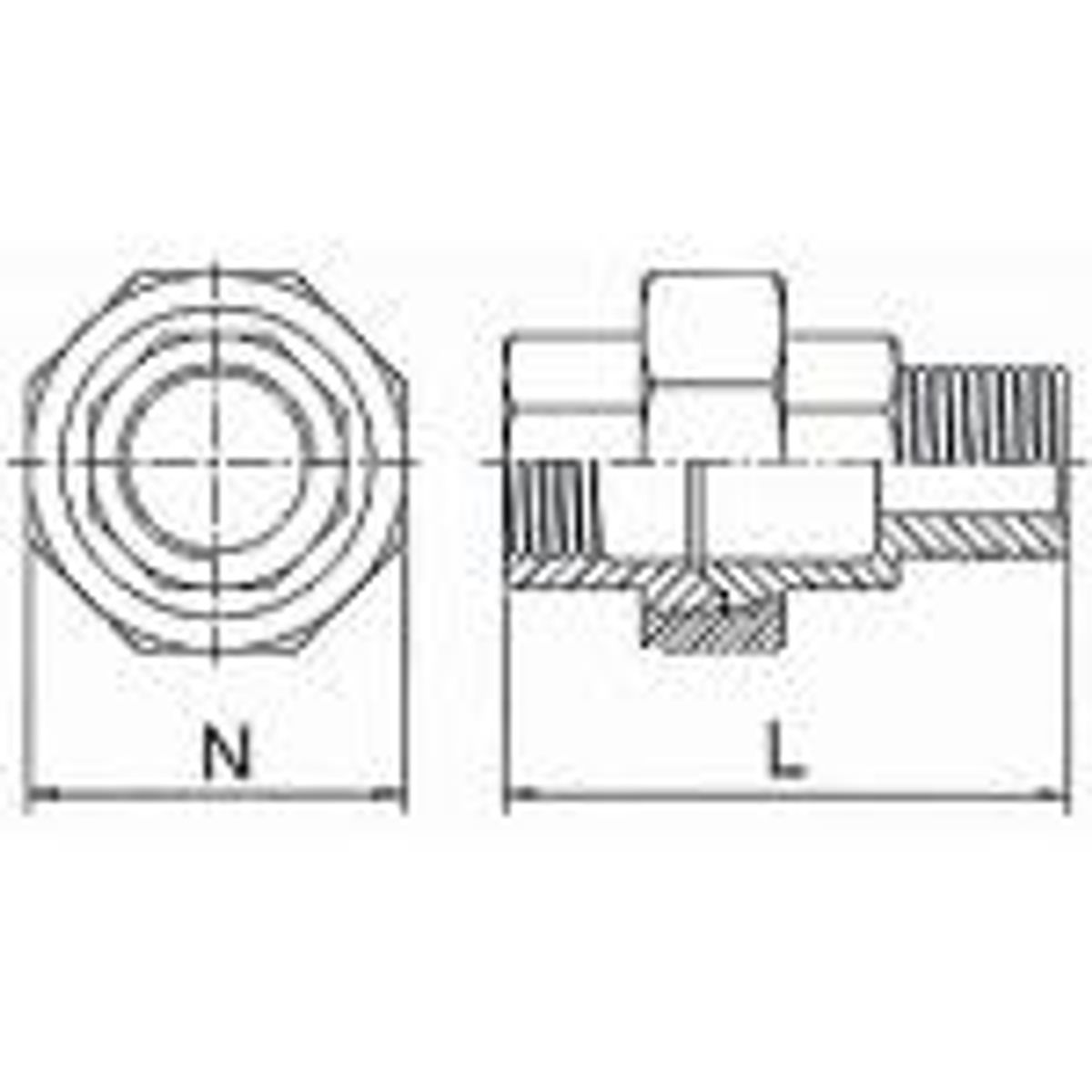 Union 1.1/2'' muffe/nippel. Maskinbearbejdet. Rustfri AISI 316