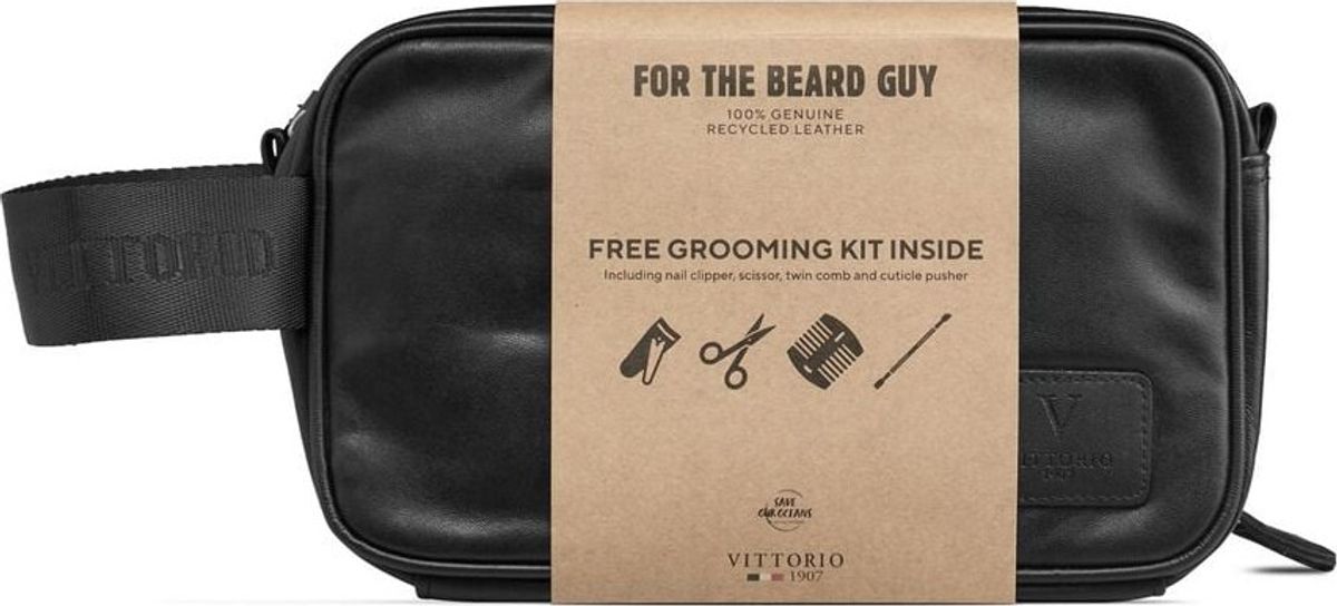 Vittorio - Toilettaske Med Indhold - For The Beard Guy - Sort