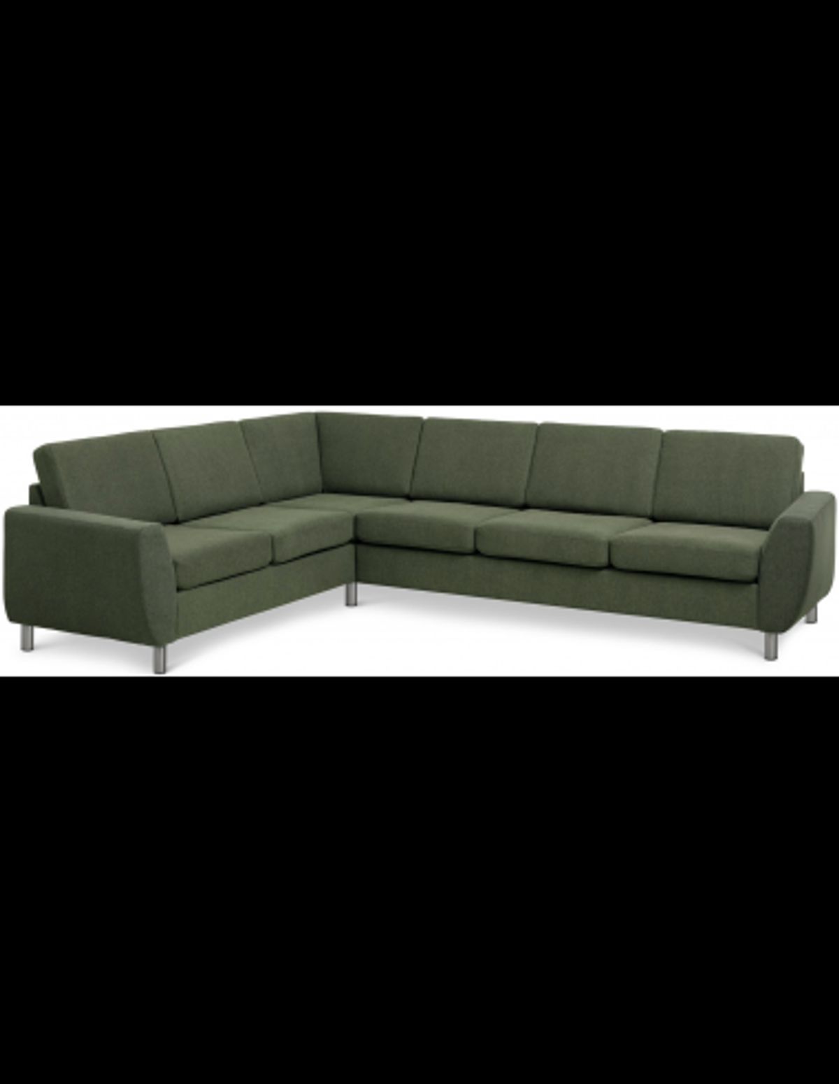 Wendy hjørnesofa i polyester B295 x D230 cm - Børstet alugrå/Mosgrøn