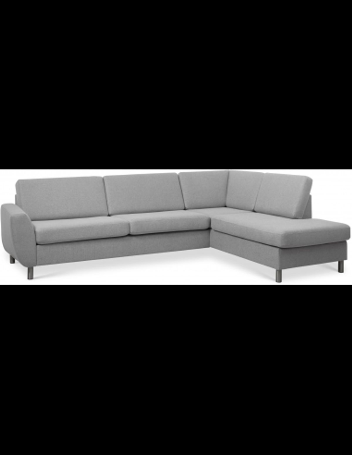 Wendy højrevendt chaiselongsofa i polyester B279 x D197 cm - Børstet alugrå/Grå