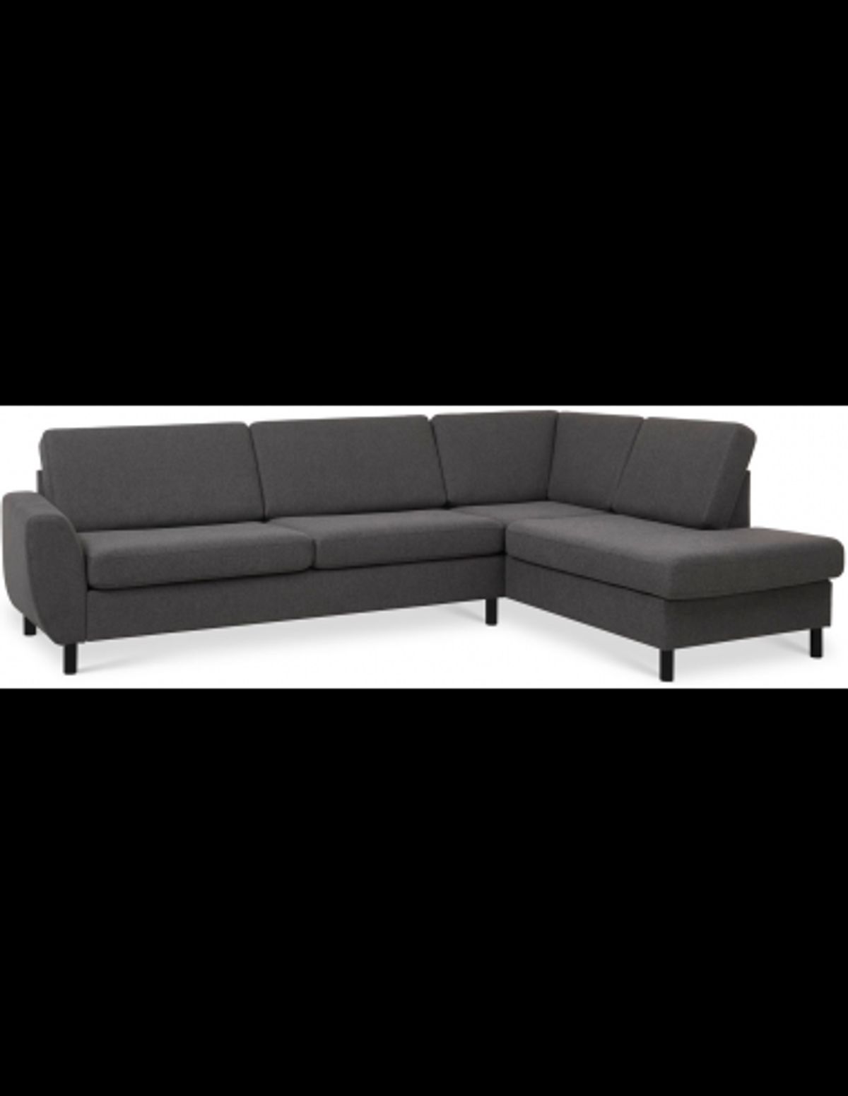 Wendy højrevendt chaiselongsofa i polyester B279 x D197 cm - Sort/Antracit