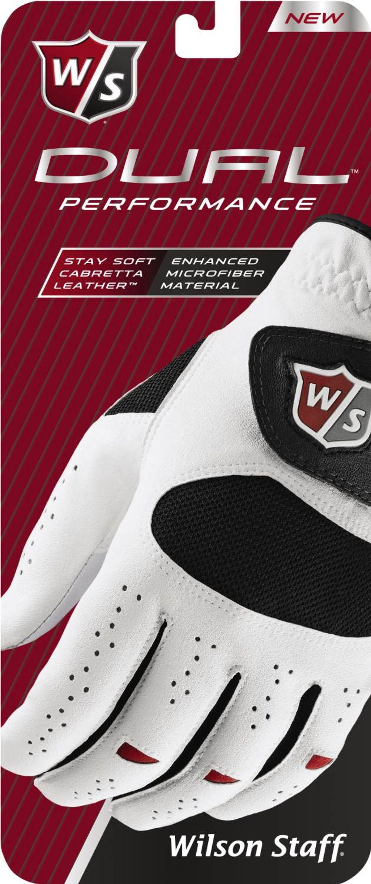 Wilson Staff Dual Performance Læder Herre Golfhandske - Hvid - Venstre - Str. M / L