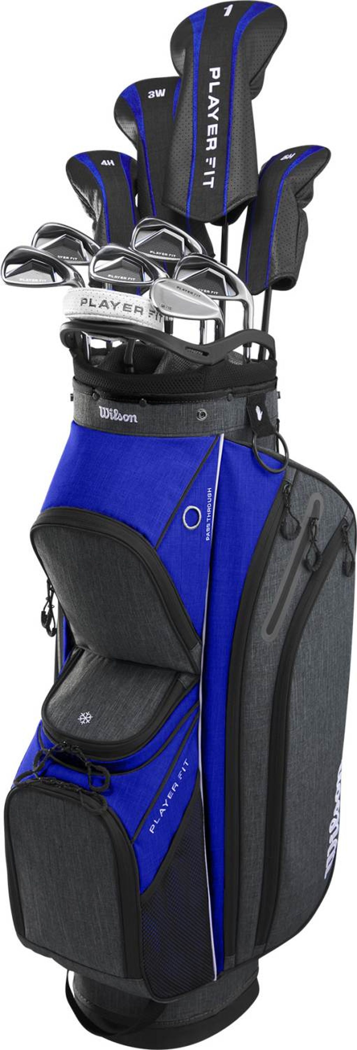 Wilson Staff Player Fit Herre Golfsæt - Blue/Black/White - Højre - DR, FW, 4H, 5H, 6-9, PW, SW, Putter - Wilson PlayerFit Regular Grafit