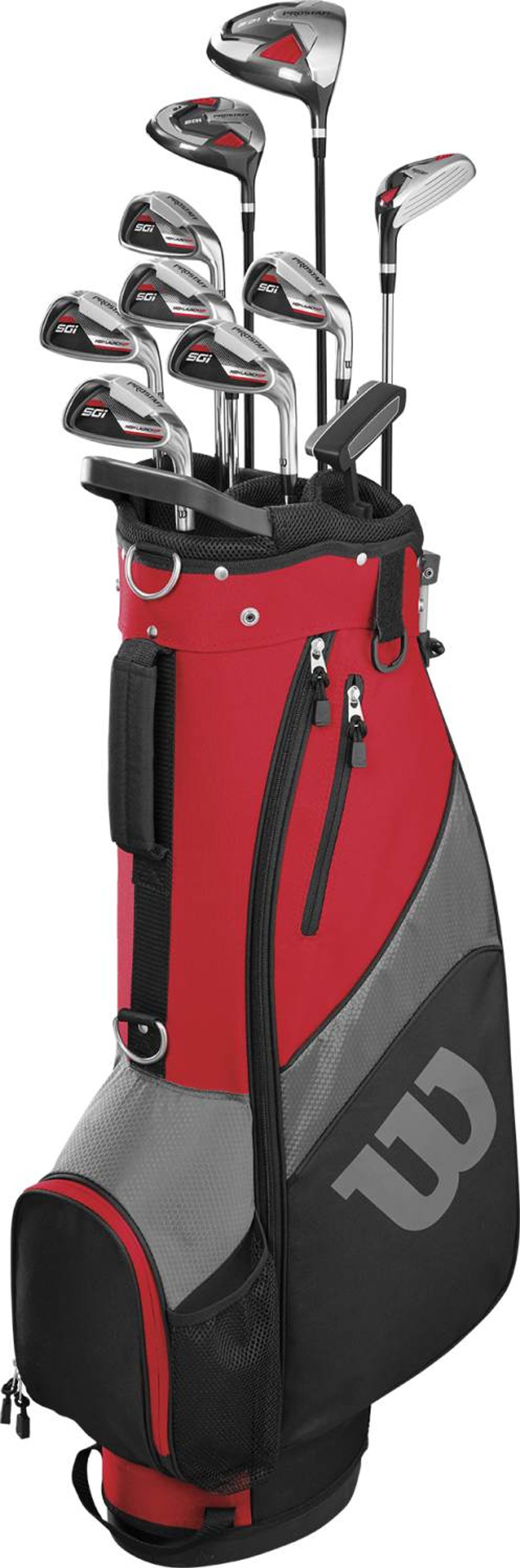 Wilson Staff Pro Staff SGI Herre Golfsæt - Black/Red - Venstre - DR, FW, 5H, 6-9, PW, SW, Putter - Wilson Staff Pro Staff SGI Regular Grafit / Stål