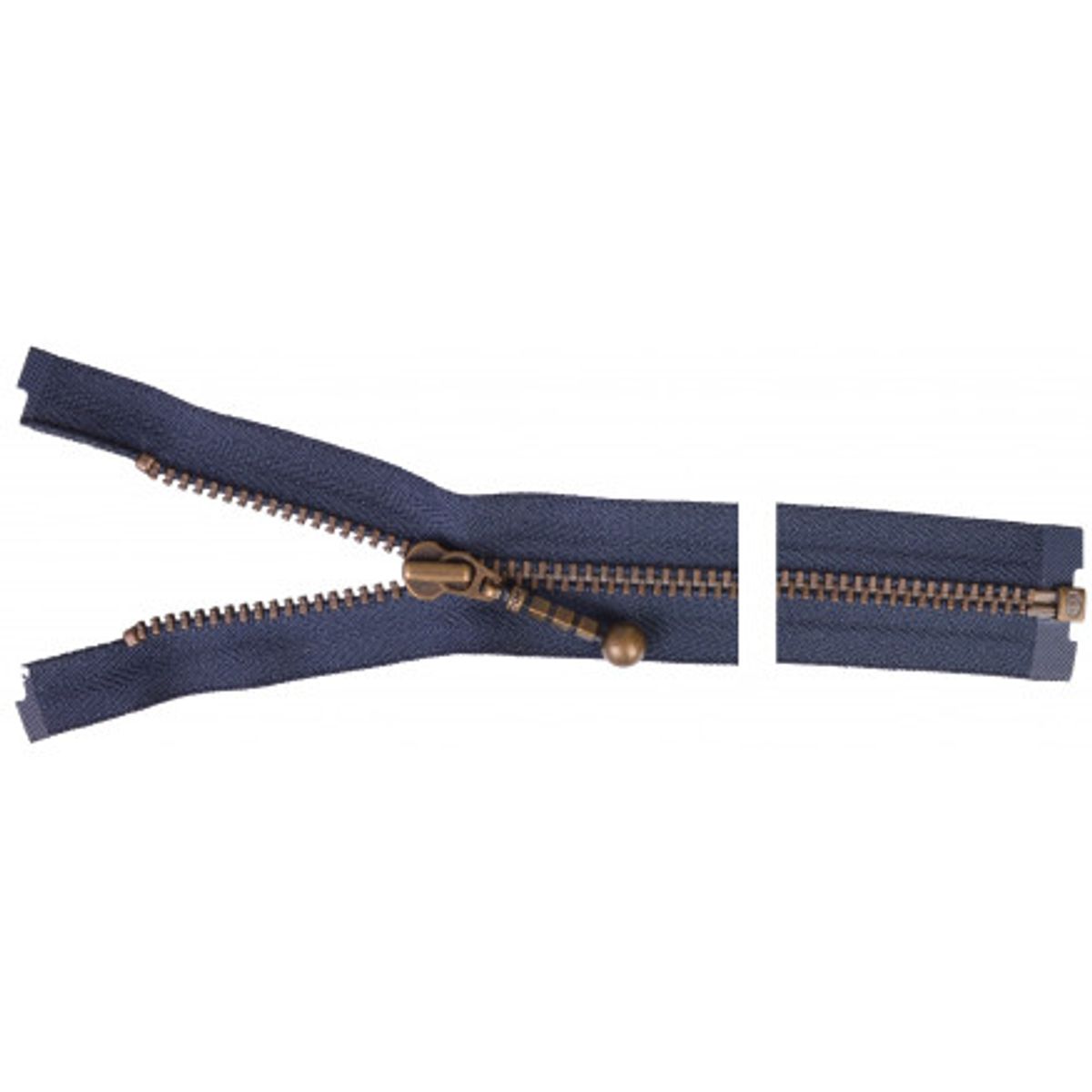 YKK Delbar Lynlås Antik Messing 65cm 4mm Marine