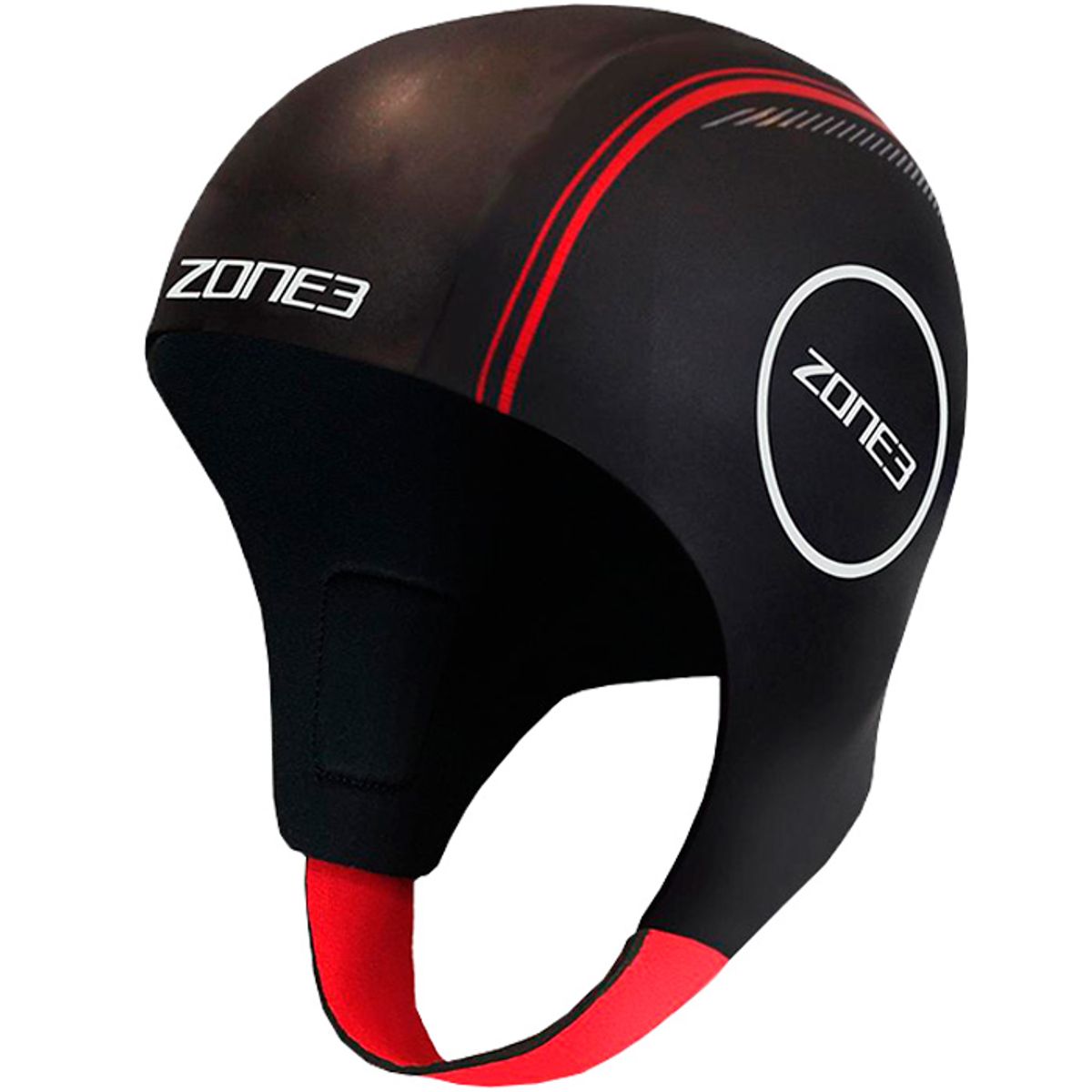 ZONE3 Rød/Sort Neopren Swim Cap-L Sort/Rød