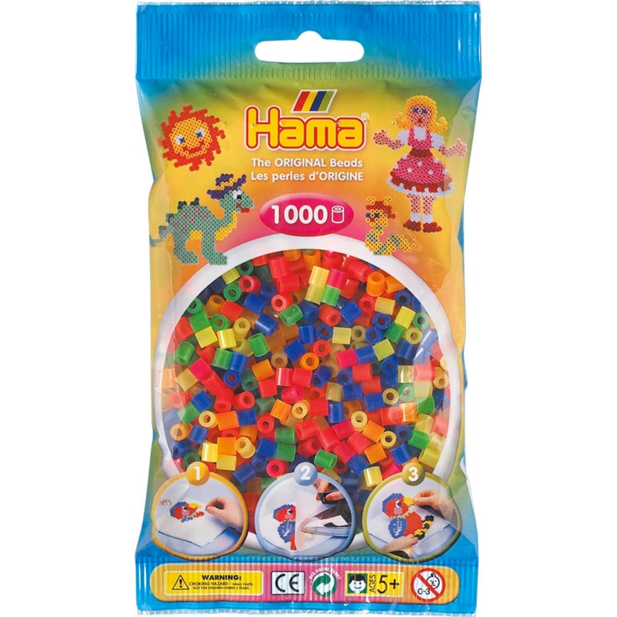 Hama Perler - 1000 stk neon mix - Midi (207-51)