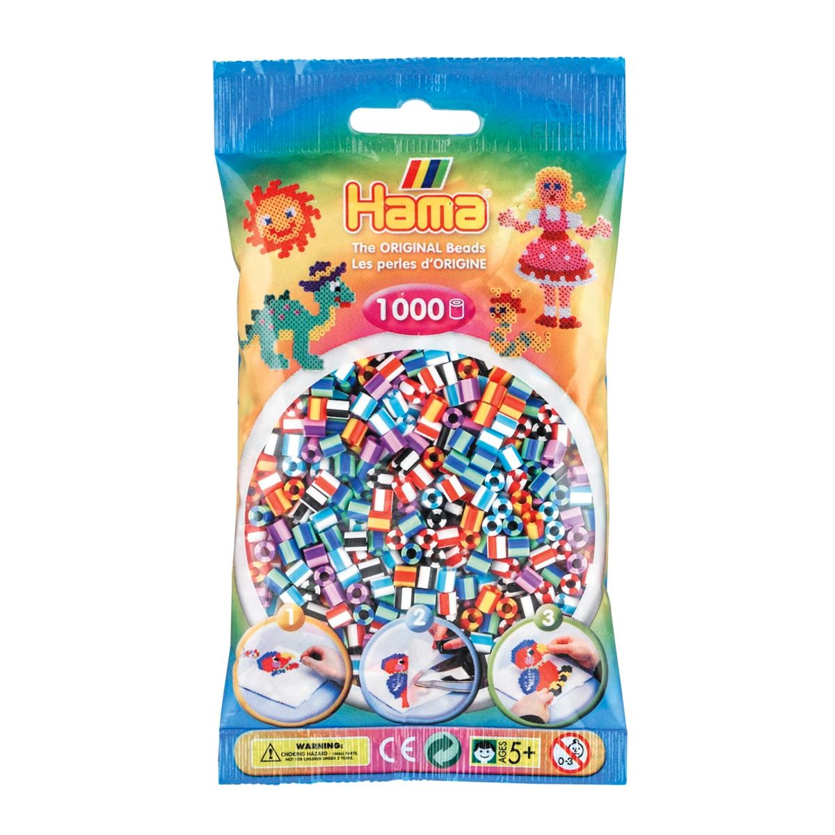 Hama Perler - 1000 stk stribet mix 90 - Midi (207-90)