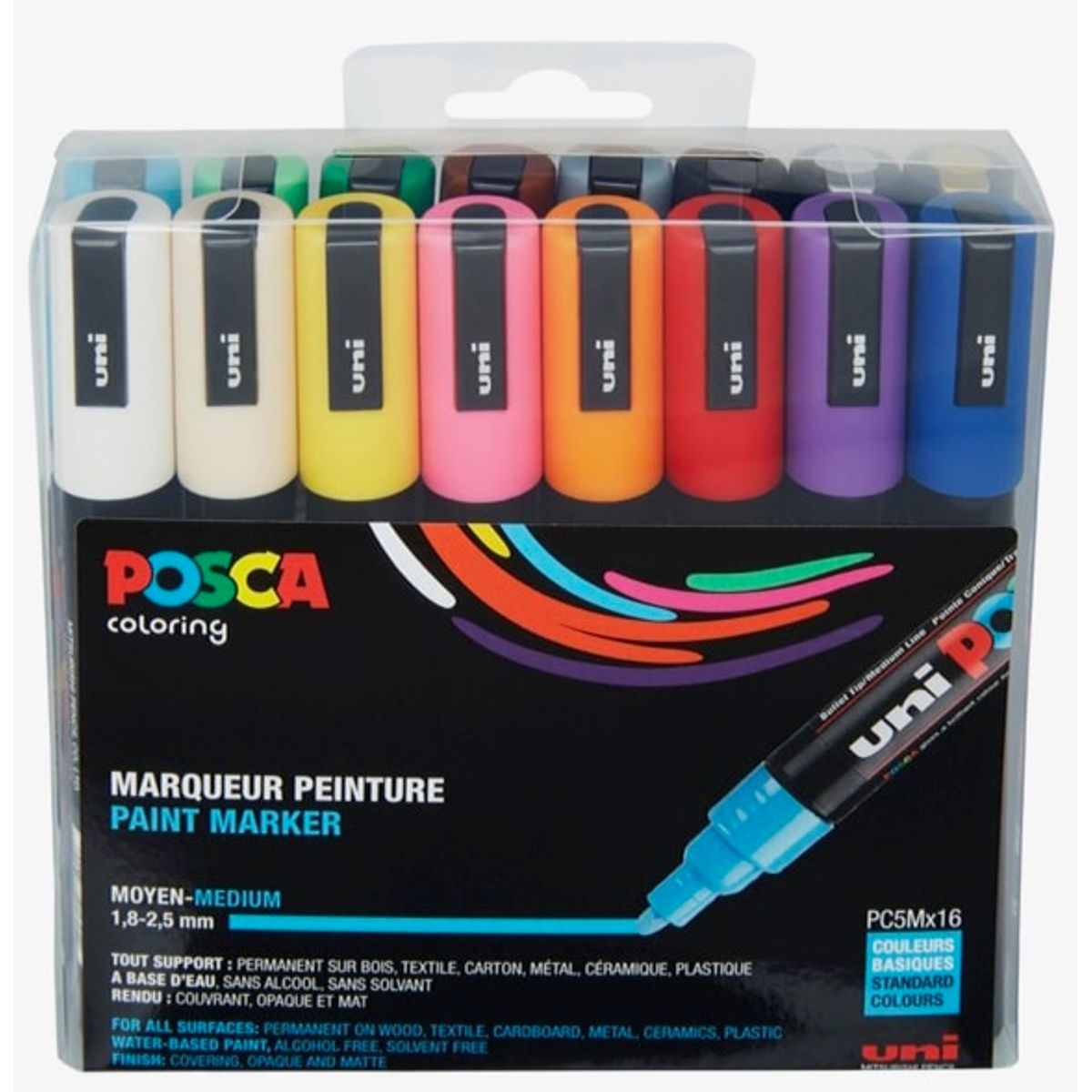 Posca Tusser Sæt Standard Farver PC-5M - 16 stk.