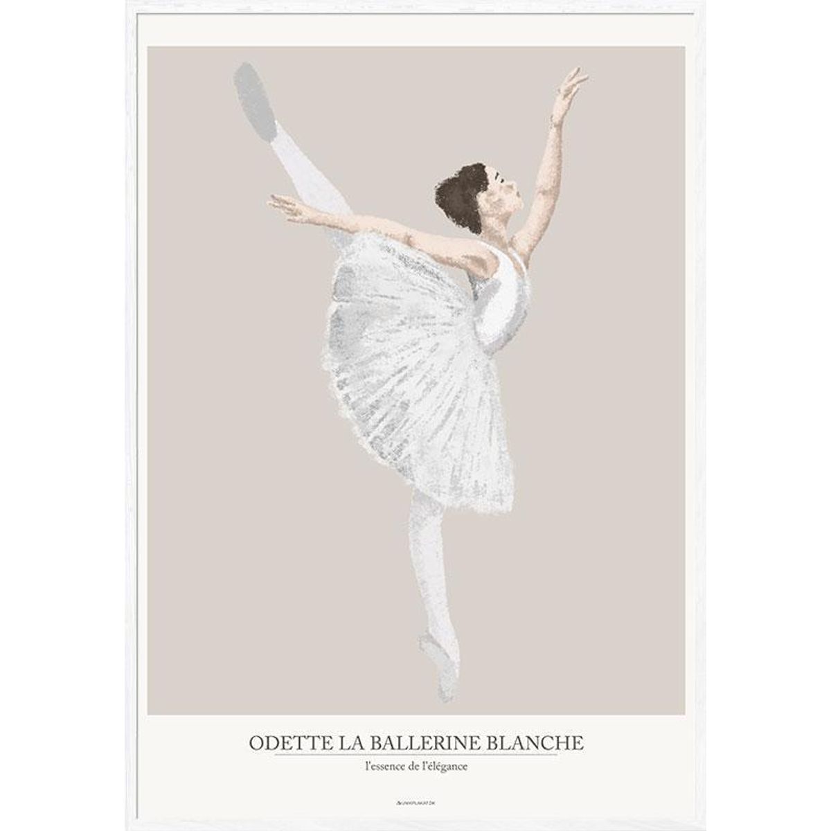 Plakat med kultegning - Den hvide ballerina