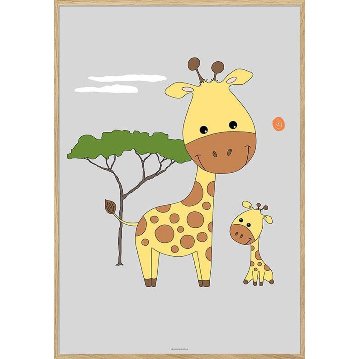 Børneplakat med girafmor og unge