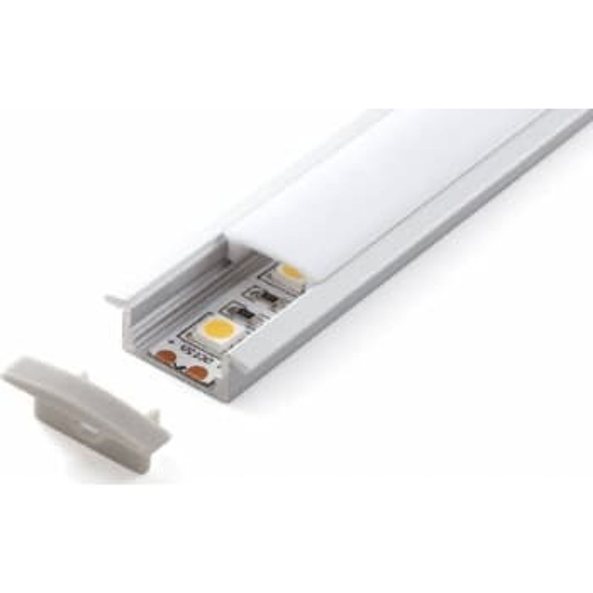 All-Light Alu Profil 1, indbygning, 2000 x 23,2 / 17,1 x 8 mm, alu/opal