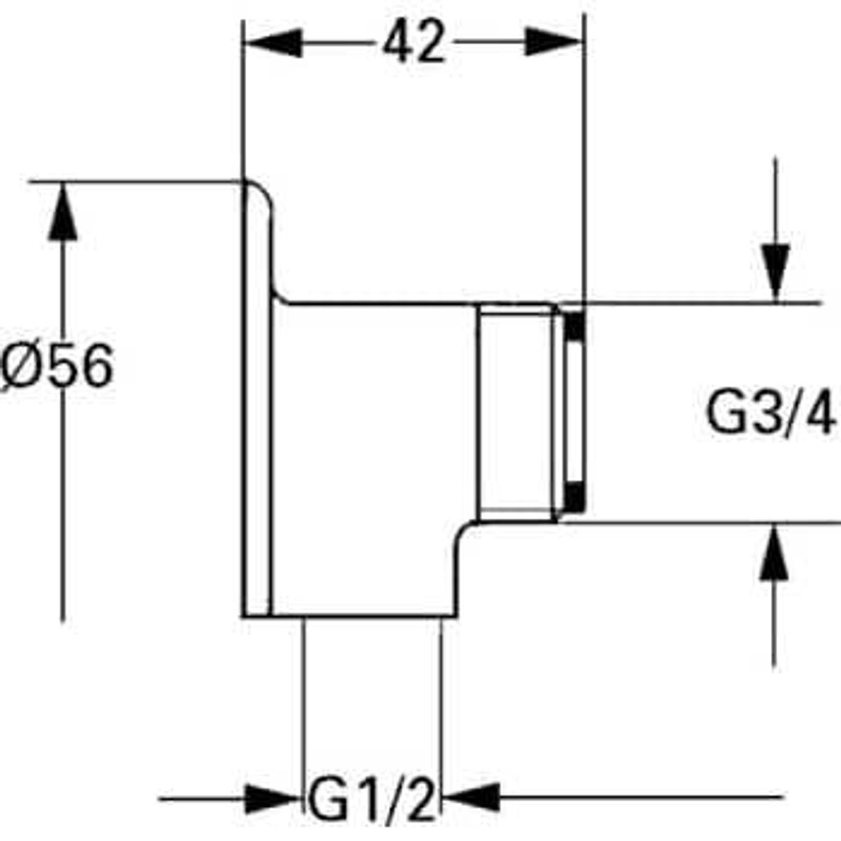 Grohe 3/4"x1/2" vægfl. np.mf.