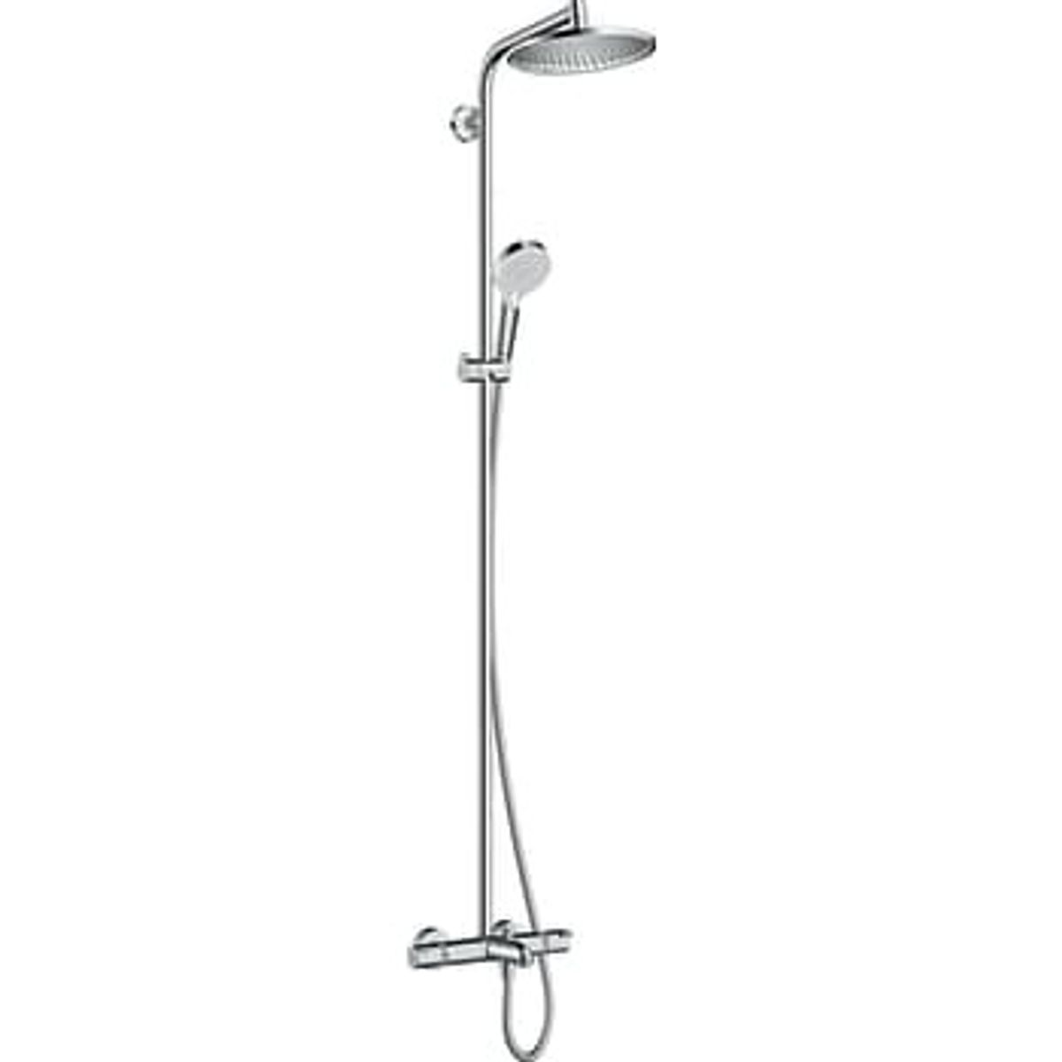 Hansgrohe Består af termostat, hovedbruser, håndbruser og bruserslange.