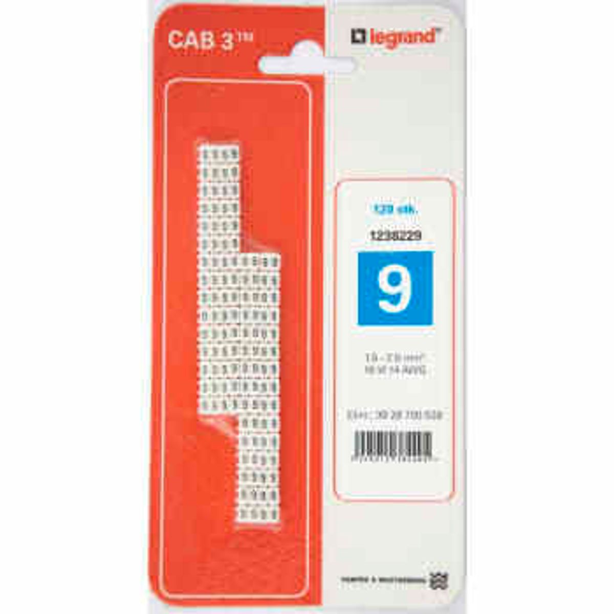 Legrand CAB3 Ledningsmærke 1,5-2,5 mm² mærket: 9 (120 stk)