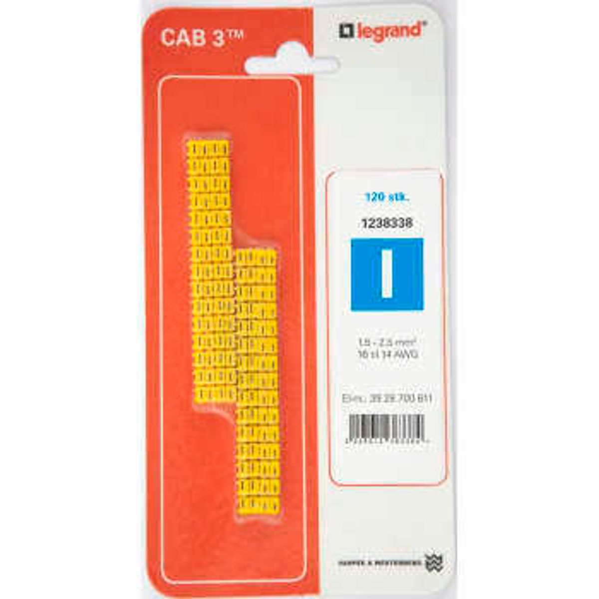 Legrand Cab3 ledningsmrk 1,5-2,5 (i) (120 stk)