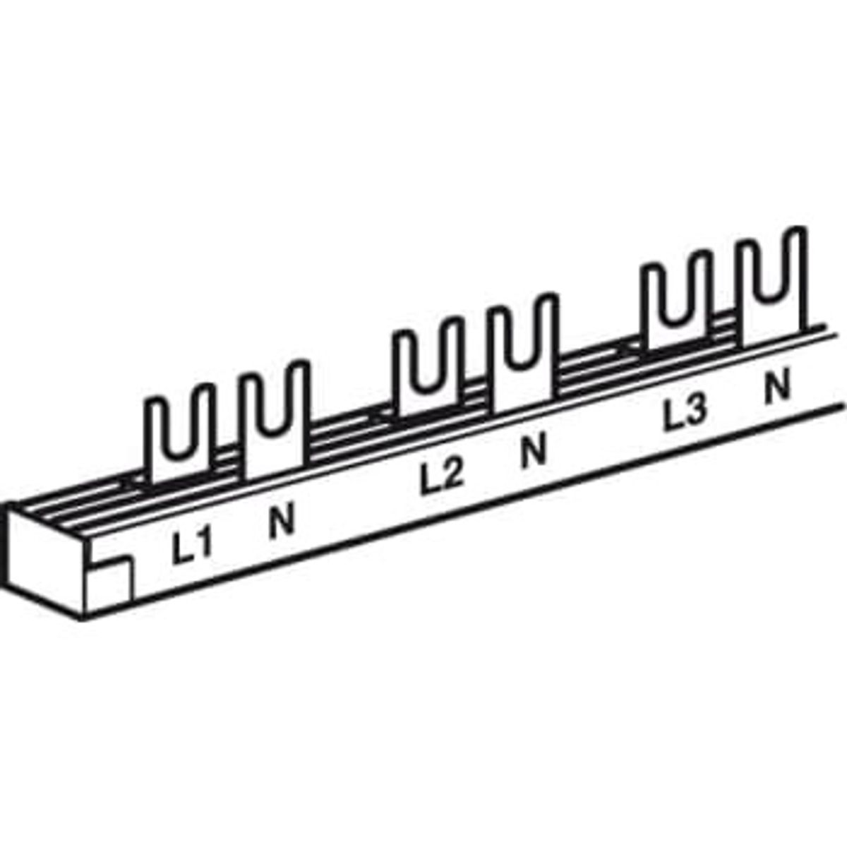 Legrand Gaffelsløjfeskinne 2P, 1 meter, 56 (28) gafler L1+N ,L2+N, L3+N (10 stk)