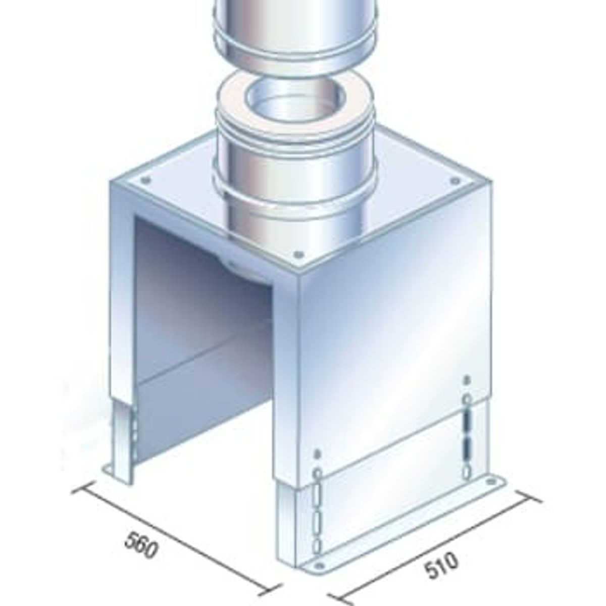 5 Metalbestos Multi50 gulvbæring teleskopisk 350-600 mm