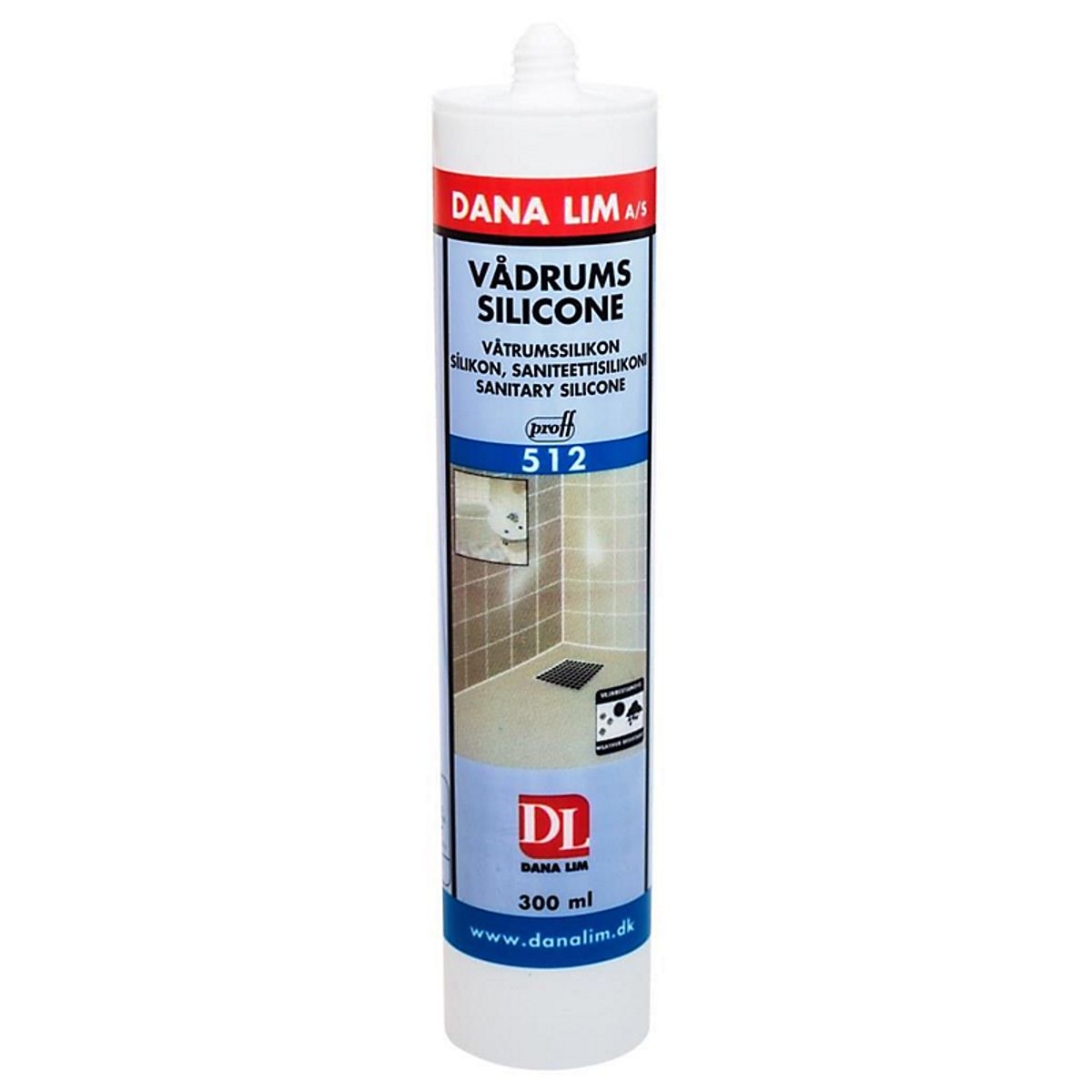 Dana Lim vådrumssilicone 512 hvid - 300ml