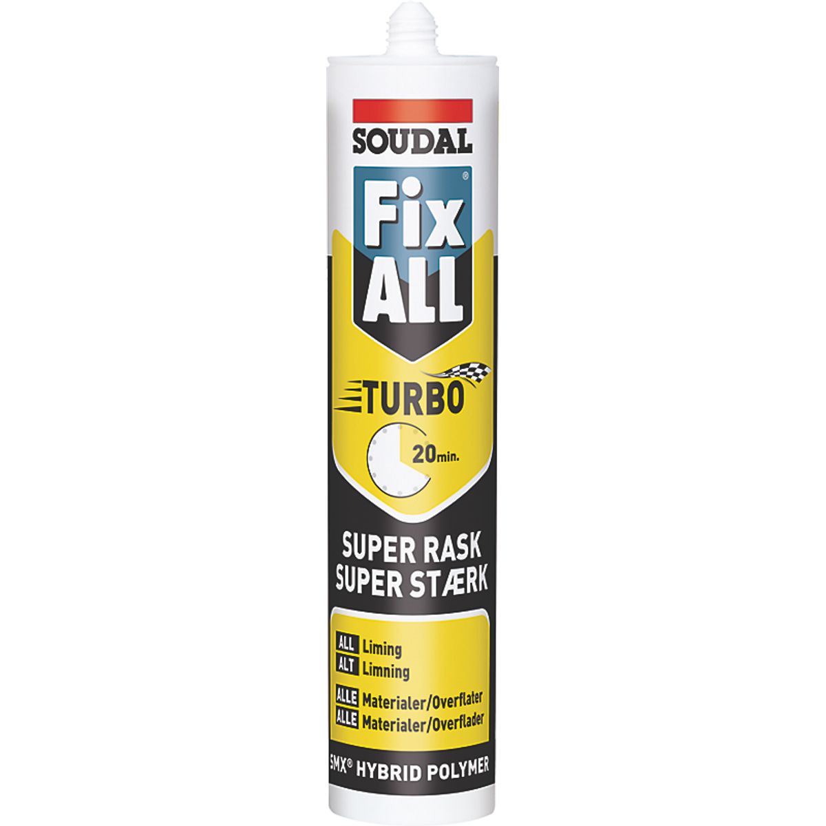 Soudal montagelim 290ml Fix all turbo hvid høj slutstyrke 380 T/m² & hurtig hærdning