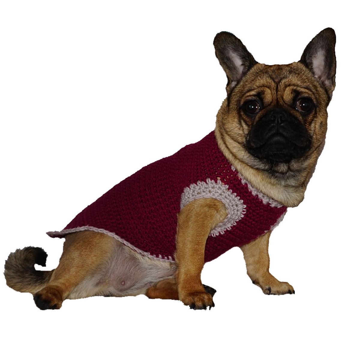 Håndlavet hundesweater -Ryg 42 cm-Grå