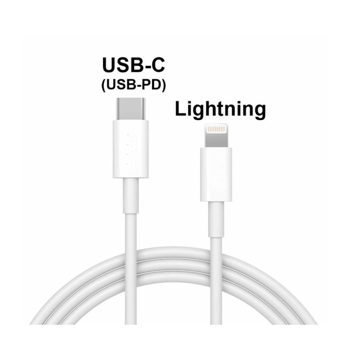 USB-C til Lightning USB-PD kabel til iPhone / iPad Hvid Gummi - 100 cm (20W USB-PD)