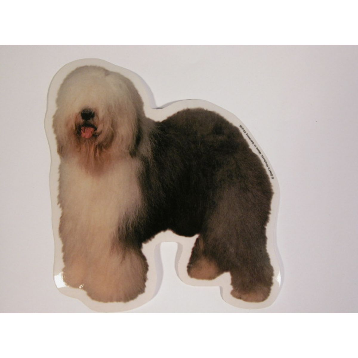 Old English Sheepdog, st. Vælg: klistermærke, nøglering, broche, slipsenål, mm