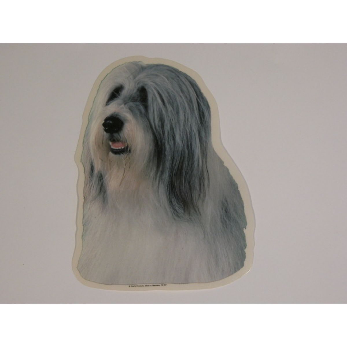 Bearded Collie, hv. Vælg: klistermærke, nøglering, broche, slipsenål, mm.