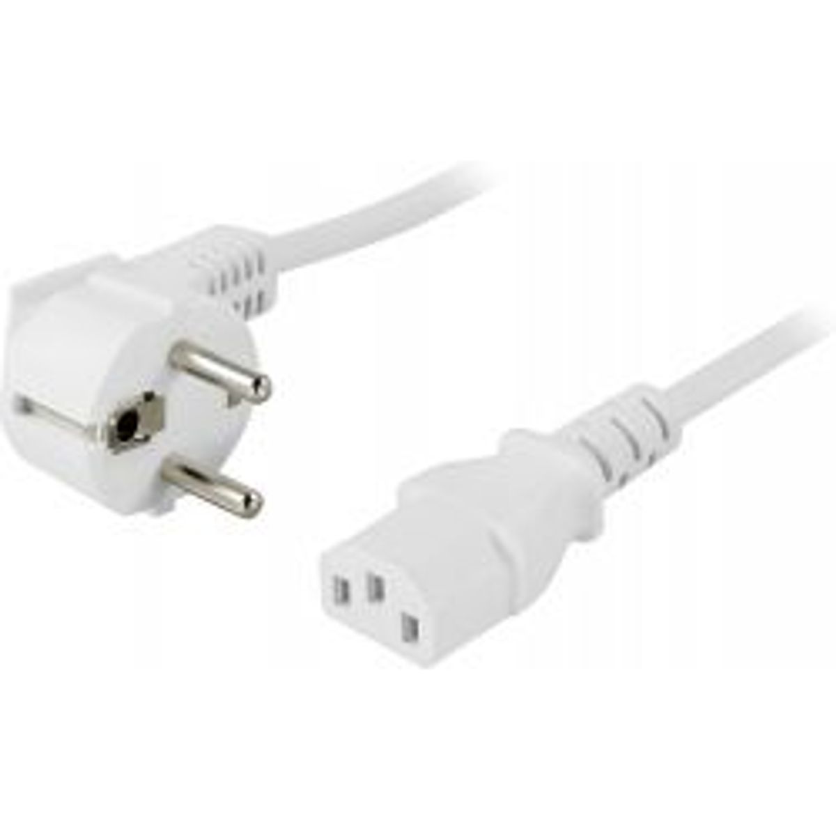 Deltaco Device Cable, Angled Cee 7/7 - Straight Iec C13, 0.2m, White - Ledning