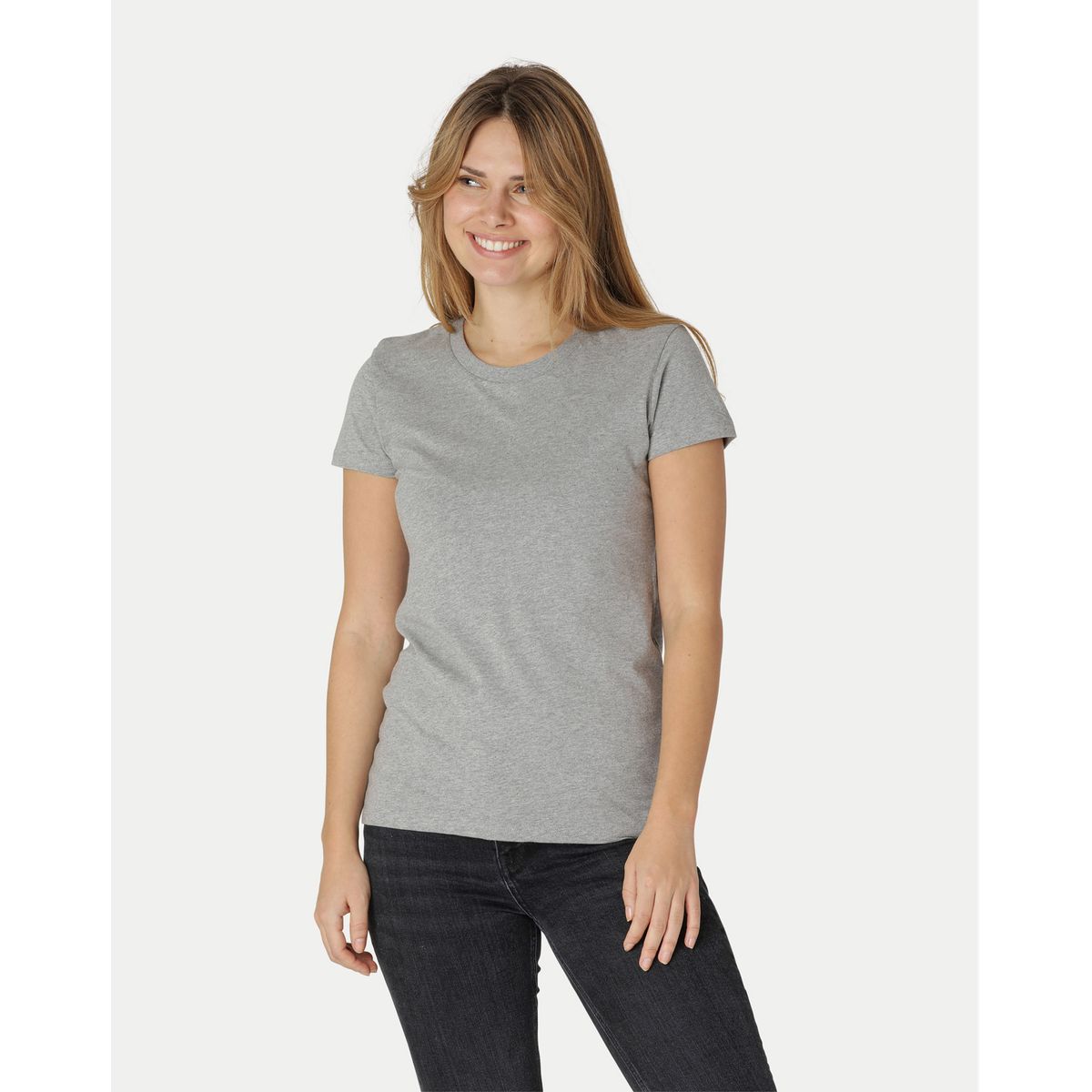 Neutral Dame Fitted T-Shirt Grå Melange