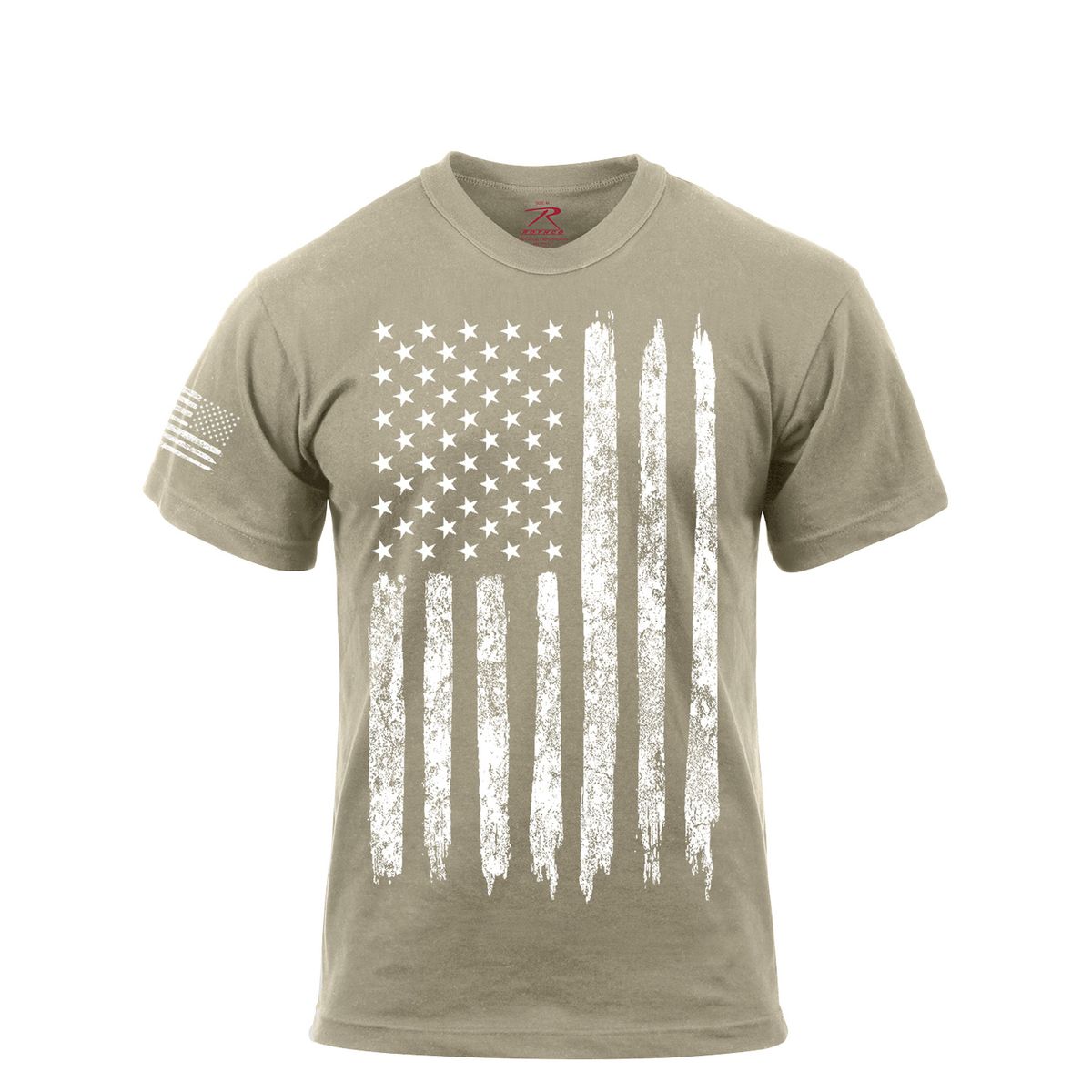 Rothco T-Shirt - Distressed US Flag, Athletic Fit Desert Sand