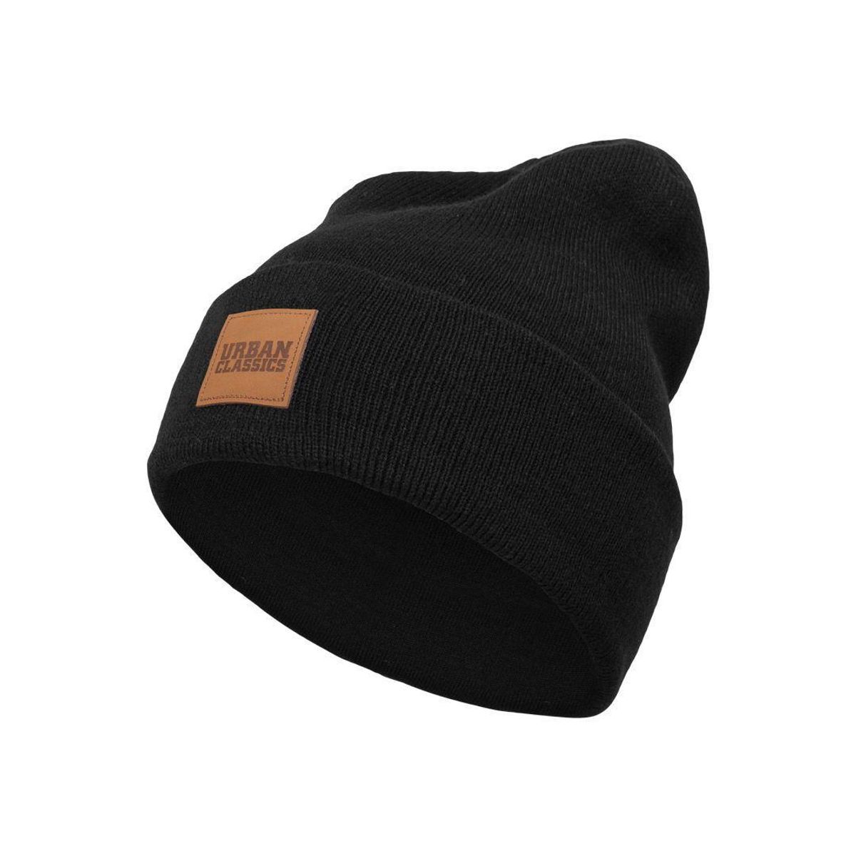 Urban Classics Beanie m. læder patch Sort One Size