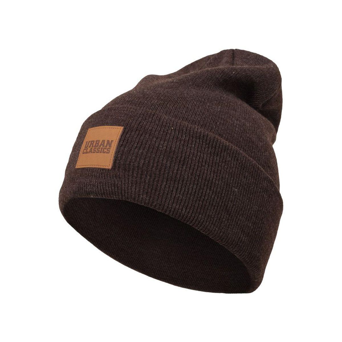 Urban Classics Beanie m. læder patch Heatherbrown One Size