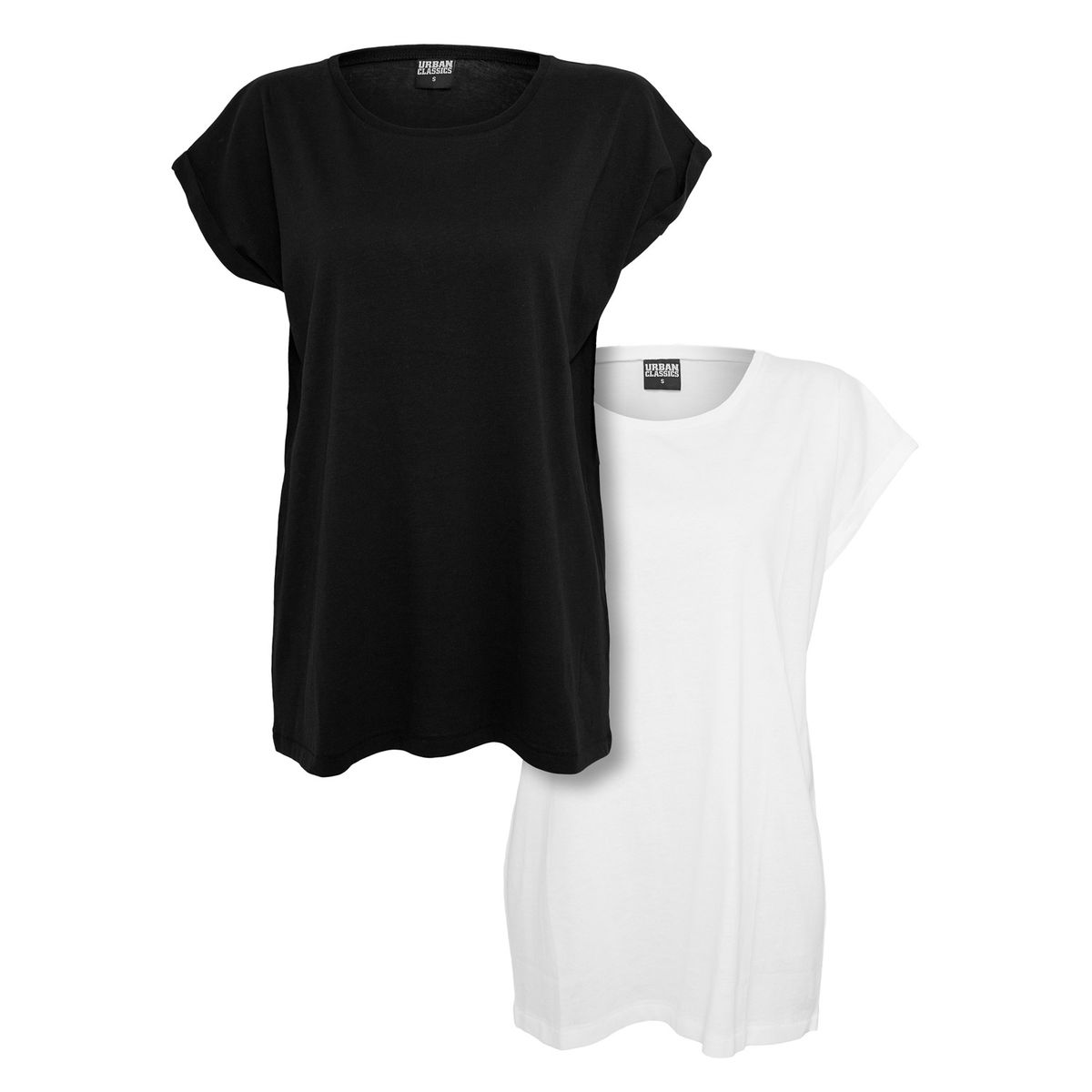 Urban Classics Ladies Extended Shoulder Tee 2-Pack Black / White 4XL